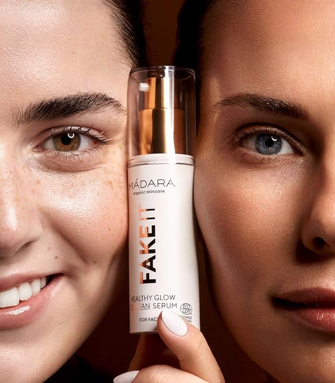 MÁDARA Fake It Healthy Glow Self Tan Serum for Face 30 ml, Sunless Face Tanner for Light to Medium Skin, Hydrating with Hyaluronic Acid, Raspberry Seed Oil, Shea Butter and Vitamin E, Vegan
