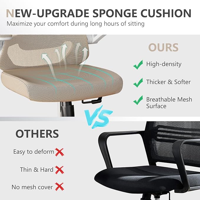 Ergonomic Office Chair Desk Chair - Mesh Computer Chair with 360° Swivel Wheels, Adjustable 90-130° Recline & Lumbar Support for Home Office, Supports up to 350lbs