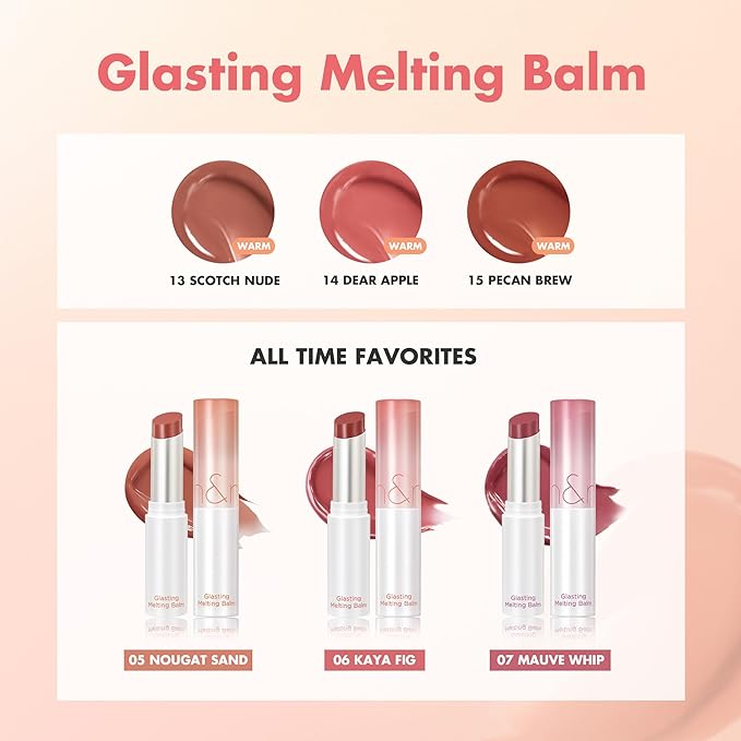 rom&nd GLASTING MELTING BALM 13 Scotch Nude | Crystal-Clear Water-Gloss Shine | Hydrating Tinted Lip Balm for Plump, Non-Sticky Lips