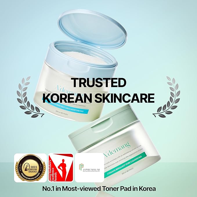 A'demang Bergamot Pore Clearing Toner Pad | Exfoliating Facial Pad, Facial Peels, Hydrating | for Acne Prone, Dry Oily Combination Skin | Korean Skincare [9.4 fl oz. / 280ml, 60 Pads]