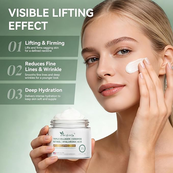 Retinol Cream, Anti-Aging Face Moisturizer, Anti-Wrinkle, Smooth Fine Lines, Hydrating, Collagen, Hyaluronic Acid, Day and Night Skin Care, Suitable for Face and Neck -Made in USA-1.7 fl oz