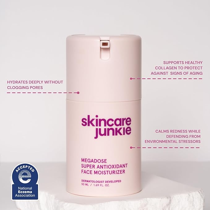 Megadose Super Antioxidant Face Moisturizer for oily, acne-prone, normal, sensitive, and combination skin, Dermatologist developed, 1.7 OZ
