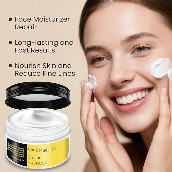 Snail Mucin Repair Cream, Face Moisturizer Repair Face Cream for Dry Dull Skin & Sensitive Skin, Anti Age Firming Face Cream, Nourish Skin and Reduce Fine Lines, For All Skin