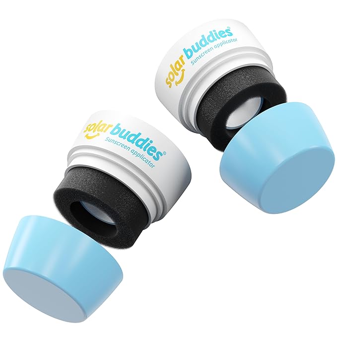 Solar Buddies Replacement Duo Heads with Spare Lids – Compatible with the refillable kids’ sunscreen applicator – Holds 100ml/3.4 fl oz (NOT a full unit). (Blue/Blue)