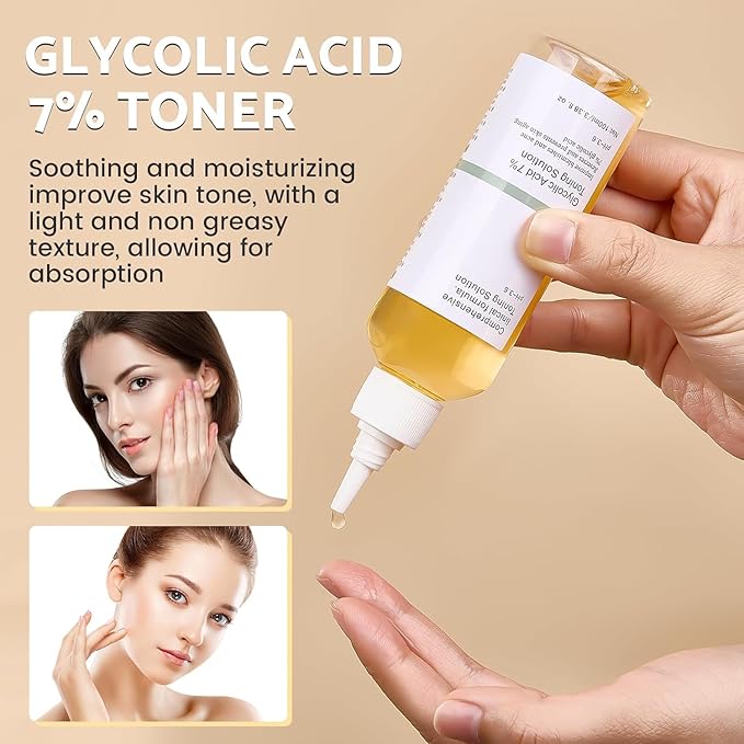 7% Glycolic Acid Exfoliating Toner, Gentle Exfoliating Toner, Smooth Skin, Restores Skin Vitality and Refreshing, Hydrating Formula, Pore Minimizer- 100ml/ 3.38 fl.oz.