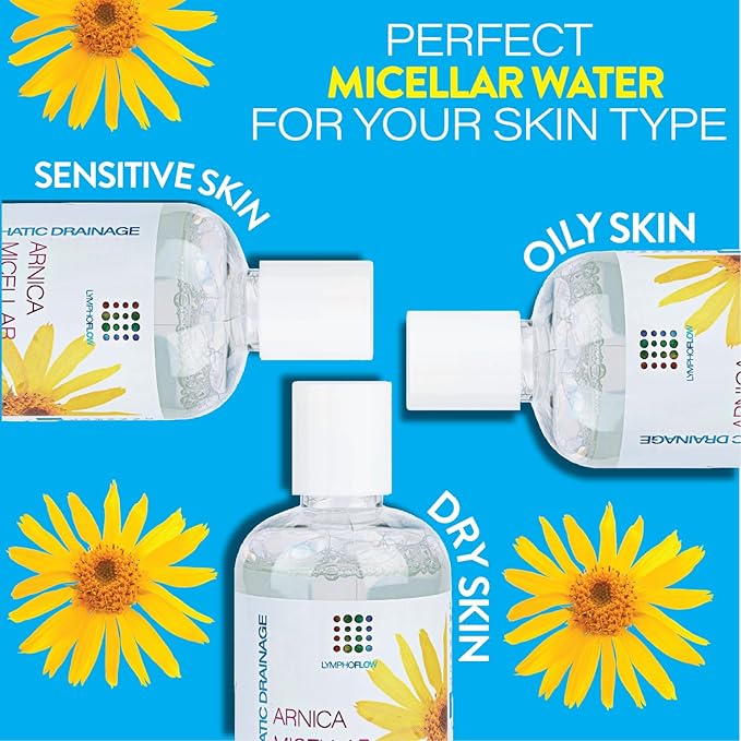 Bruizex Arnica Montana Micellar Cleansing Water, Facial Cleanser & Makeup Remover, Suitable for All Skin Types, Use for Natural Lymphatic Drainage, Reduces Face Puffiness, Daily Skin Care, 8 Fl Oz