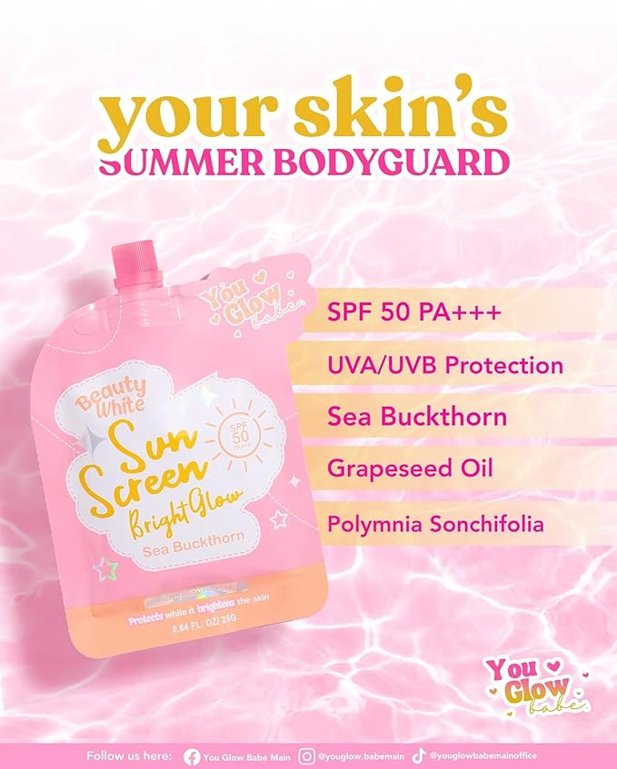 You Glow Babe Beauty White Sunscreen Bright Glow with Sea Buckthorn SPF 50 PA+++ (Twin Pack 25g)
