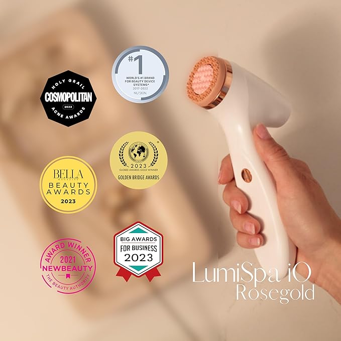 Nu Skin ageLOC LumiSpa iO System | Smart Skincare System, Facial Cleansing Device | Morning and Night Facial Cleansing Device | Daily Skin Care, Glowing Skin | Two-Minute Routine (Rose Gold)