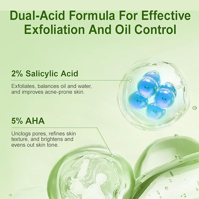 2% BHA+5% AHA Exfoliant Pads, Reduce Acne, Blackheads and Blemishes, Deep Cleanse, Control Oil, Minimizes Pores, AHA BHA Toner Pad Gentle Exfoliation, Improve Rough Skin, 60 Pads