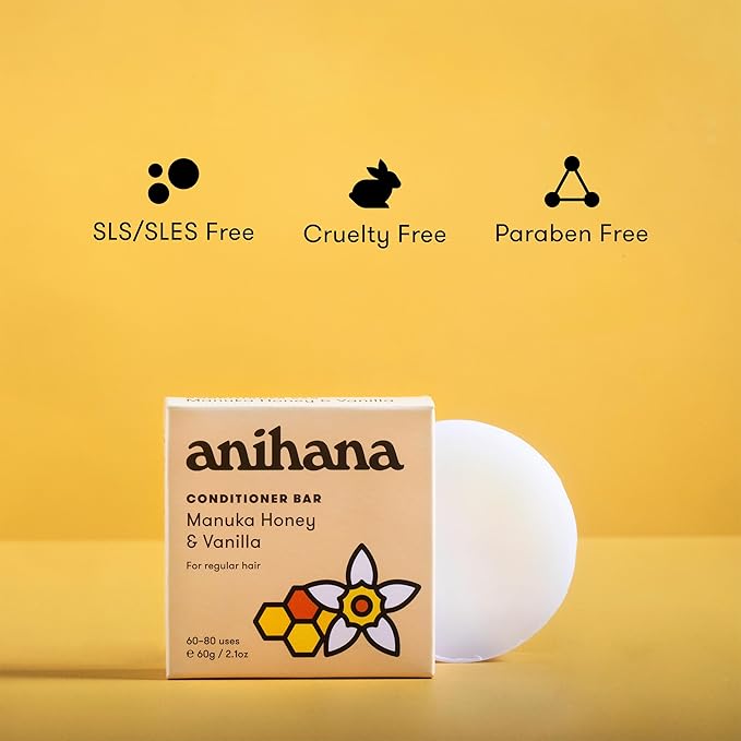 ANIHANA Manuka Honey Conditioner Bar – Solid Hair Conditioner with Vanilla, Paraben-Free, Travel Friendly, Natural Healthy Look and Shine, 2.1 oz