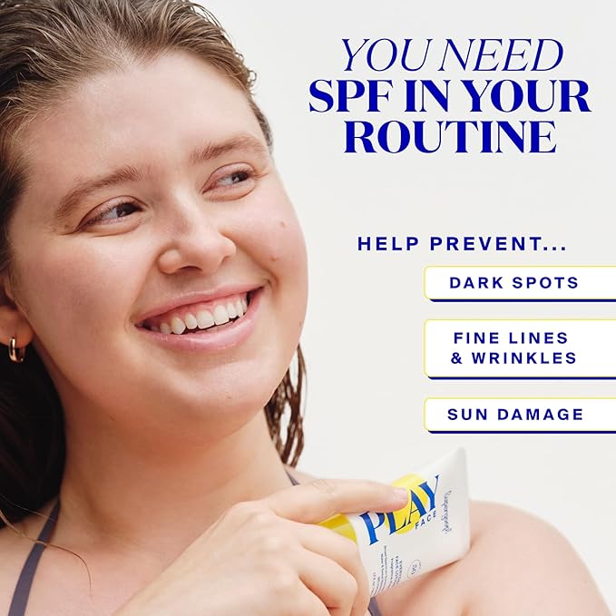 Supergoop! PLAY Everyday Face Lotion SPF 50 - Lightweight, Non-Greasy Formula - Natural Finish - Fragrance Free - Water & Sweat Resistant - All Skin Types - 1.7 fl oz