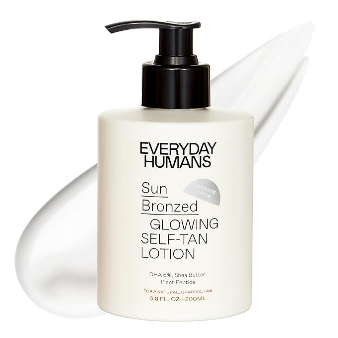 Sun Bronzed Gradual Self Tanning Lotion Australian Made 6.8 fl.oz | Moisturizing & Firming Self Tanner with Peptides | Streak-Free Luxe Sunless Tanner With Vetiver & Santal | Everyday Humans