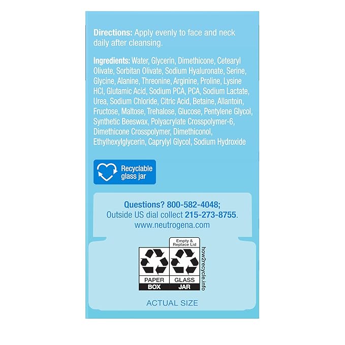 Neutrogena Hydro Boost Gel Cream Fragrance Free, Hyaluronic Acid Facial Moisturizer for Normal to Dry Skin, Lightweight Gel Moisturizer for Hydrated, Nourished, and Dewy Skin, 0.5 fl. oz