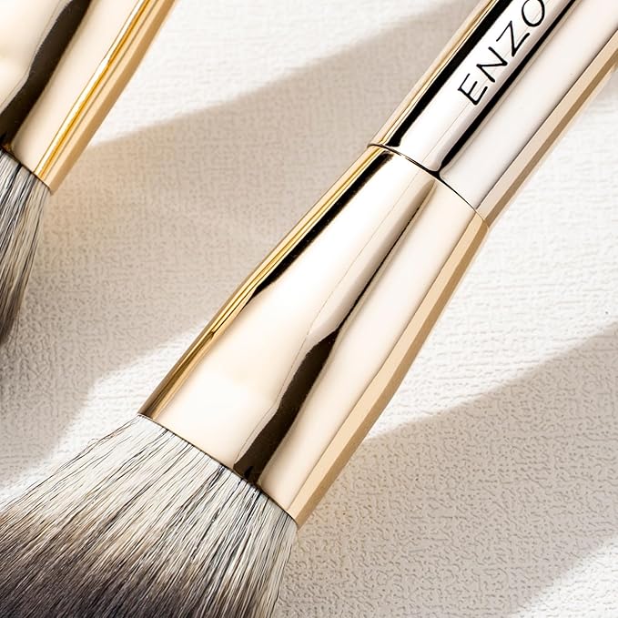 Double Ended Angled Sculpting Makeup Brush, Double Sided Makeup Brush for Highlighting, Highlighter Brushes, Face Sculpt Contour Brush Gold, Sculpting Brush for Cheeks, Nose - 124A