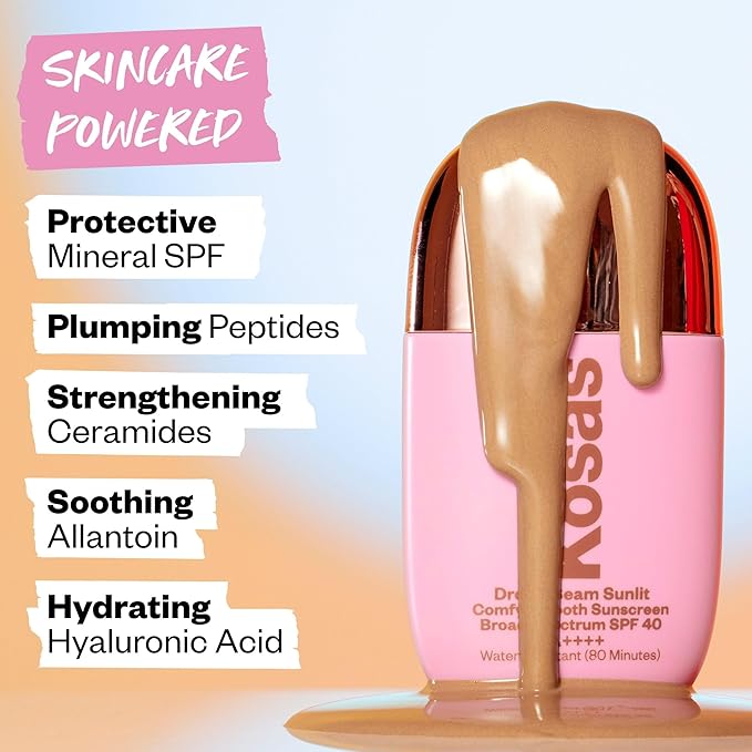 Kosas Mini DreamBeam SPF 40 Mineral Sunscreen for Face – Travel Size Makeup Prep & Sun Protection, 15 ml