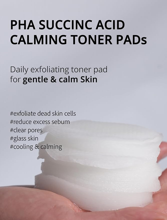 Re.SPN PHA Succinic Acid Calming Toner Pads – Daily Exfoliating, Hydrating and Soothing with CICA, Caffeine, Non-comedogenic, Vegan, Glass Skin, K-Beauty (70 + 35 Count)