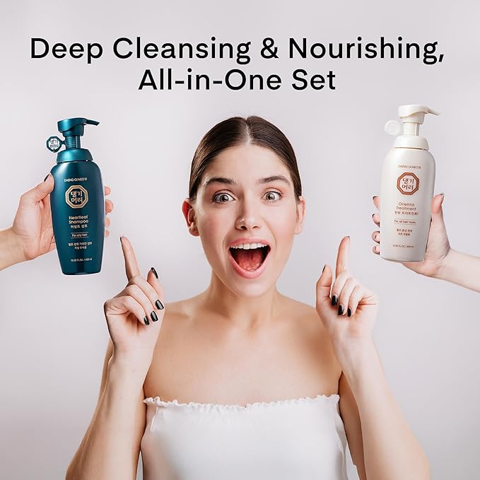 Daeng Gi Meo Ri Hair Loss Care Set - Shampoo for Oily Hair + Treatment for All Hair Types, 13.5 FL. OZ. Each