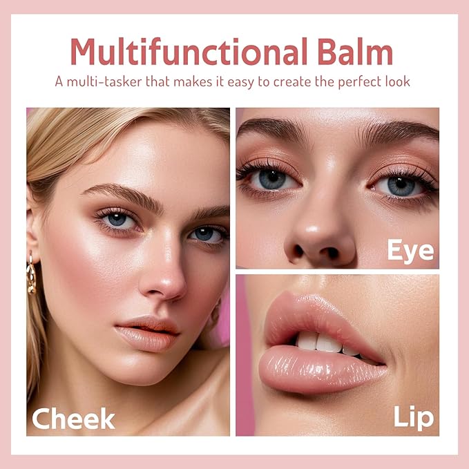 bayfree Multi Cream Blush & Blush Brush Set, Korean Makeup Blush for Cheeks, Multi-Use Face Balm Makeup, Lightweight & Hydrating, Blendable Color, Non-Greasy, Soft Bristles for Radiant Finish (Dewy)