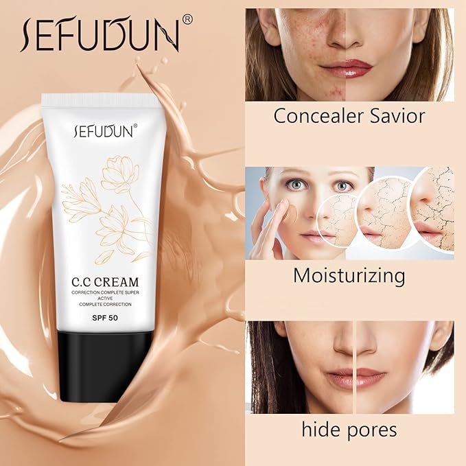 NIFEISHI CC Cream 2 Pack, Self Adjusting for Mature Skin, Super Active Foundation With SPF 50 for Face and Body Color Correcting