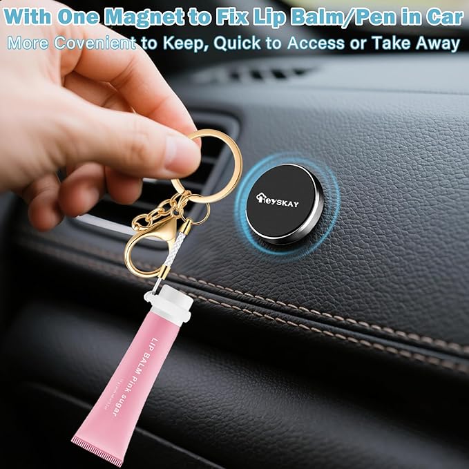 HEYSKAY Lip Balm Holder, Lipgloss Holder Keychain Cap Compatible with Chapstick,Summer Fridays,NIVEA,Stocking Stuffers Gifts