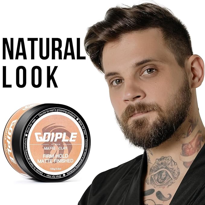 Hair Styling Clay, Matte Finish Hair Paste for Men, Water Based Matte Texture, Clay Pomade Ideal for All Men's Hair Types 100g (3.5oz)