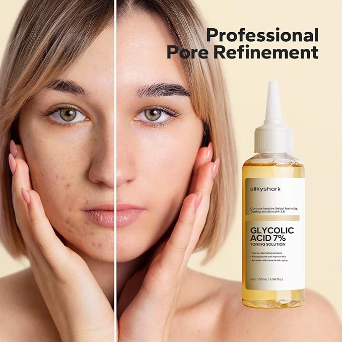 Glycolic Acid 7% Toner (100ml), Gentle Exfoliating Toner, Glycolic Acid 7% Toning Solution for Diminished Dullness, Wrinkle Exfoliating Serum for Face, Hydrates and Reduces Skin Blemishes