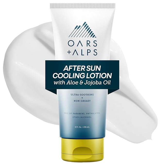 Oars + Alps After Sun Cooling Lotion, Includes Aloe Vera and Cucumber Extract for Sunburn Relief, Fresh Cut Aloe Scent, 8 Fl Oz