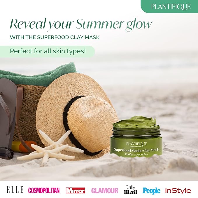 PLANTIFIQUE Korean Skincare Clay Mask – Hydrating Mud Mask with Avocado & Superfoods, Dermatologist-Tested for Face & Body – Vegan, 3.4 Oz/100ml