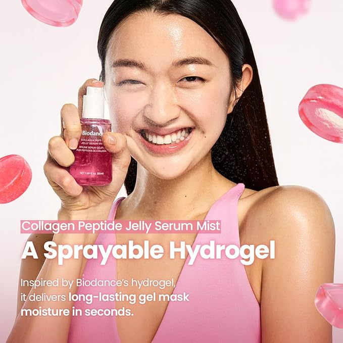 BIODANCE Collagen Peptides Jelly Serum Mist, Hydrating Face Mist, Plumping, Anti-Aging Face Spray, Sprayable Hydrogel, Travel Essentials & Self Care Gifts for Women, Korean Skin Care | 1.69 fl.oz