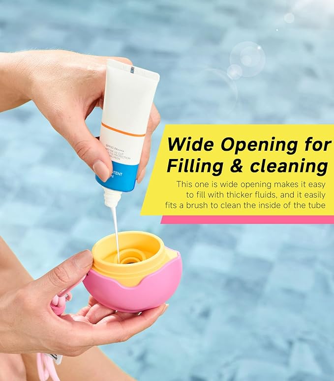 Sunscreen Applicator,Roll-On Sunscreen Applicator for Kids & Adults-Easy Apply Sun Screen Roller Applicator for Mess-Free Sun Protection,Portable Perfect Size for Travel Outdoors(Yellow&Pink)