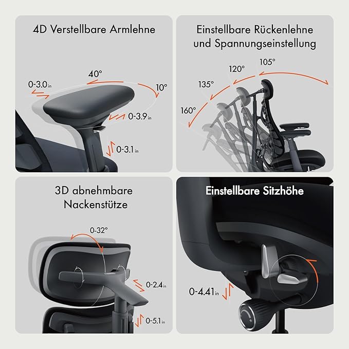 LiberNovo Dynamic Ergonomic Desk Chair + StepSync Footrest + Extra Battery Bundle - Comfy Home Office Chair with Adaptive Lumbar Support, 160° Recline & Built-in Spine Stretch, Black+48cm