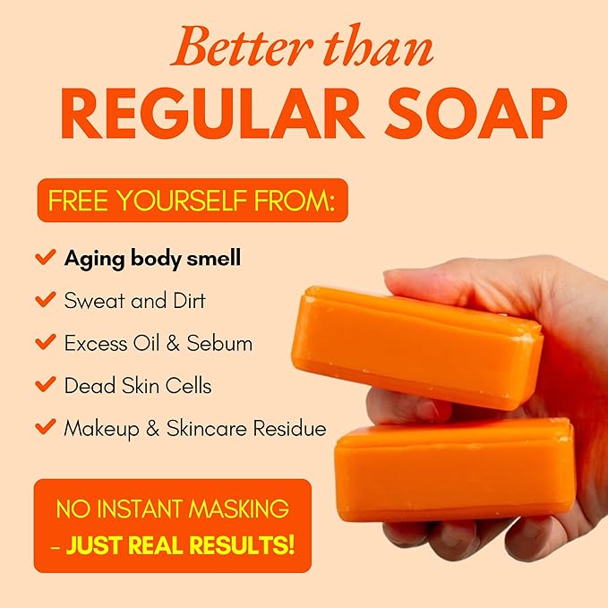 Muun Persimmon Soap Pack 3 For Old People Smell, Odor Control - Japanese Deodorant Soap, Deodorizing Body Wash, Smooth Deeply Cleansing - Body Odor Eliminator