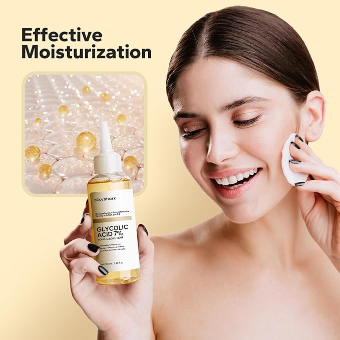 Glycolic Acid 7% Toner (100ml), Gentle Exfoliating Toner, Glycolic Acid 7% Toning Solution for Diminished Dullness, Wrinkle Exfoliating Serum for Face, Hydrates and Reduces Skin Blemishes