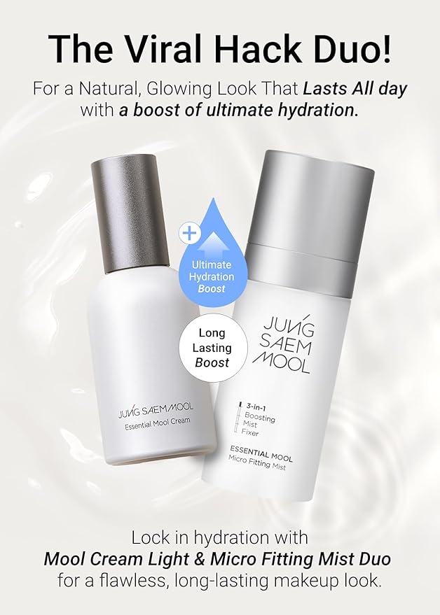 JUNG SAEM MOOL Essential Mool Cream | Hydrating Primer for a Long-Lasting Foundation Makeup, Glow Finish, Centella and Panthenol for Glass Skin, Korean Skincare (Light, 1 Fl Oz)