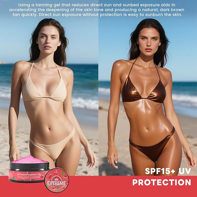 Intensive Tanning Gel,Dark Tan Accelerator Gel for Outdoor Sun & Tanning Beds（Watermelon）