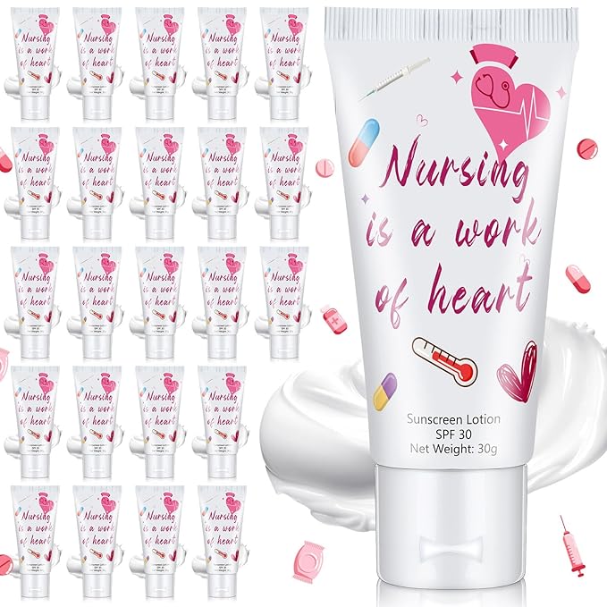 24 Pcs Mini Sunscreen Bulk for Nurse Gifts SPF 30 Water Resistant Sunscreen Lotion Bulk 1oz Travel Size for Thank You Gifts Wedding Party Supplies