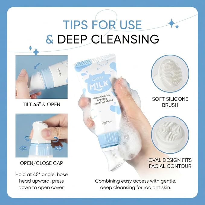 Milk Skincare Set 11-in-1 for Kids & Teens Girls, Gentle Milk Extract Face Care Kit with Cleanser, Eye Cream, Sunscreen, Toner, Serum, Face Moisturiser, Masks, Exfoliating Scrub, Makeup Bag (Set A)