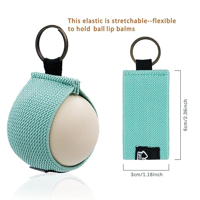 WK IEASON Lip Balm Holder Sleeve with Keychain Lipstick Sleeve Holder Tight-knit Elastic Holder for Ball Lip Balm Lipstick Holder Keychain