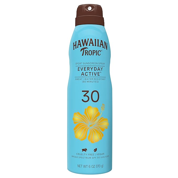 Hawaiian Tropic Everyday Active Clear Spray Sunscreen SPF 30, 6oz & Weightless Hydration Face Sunscreen SPF 30, 1.7oz Bundle