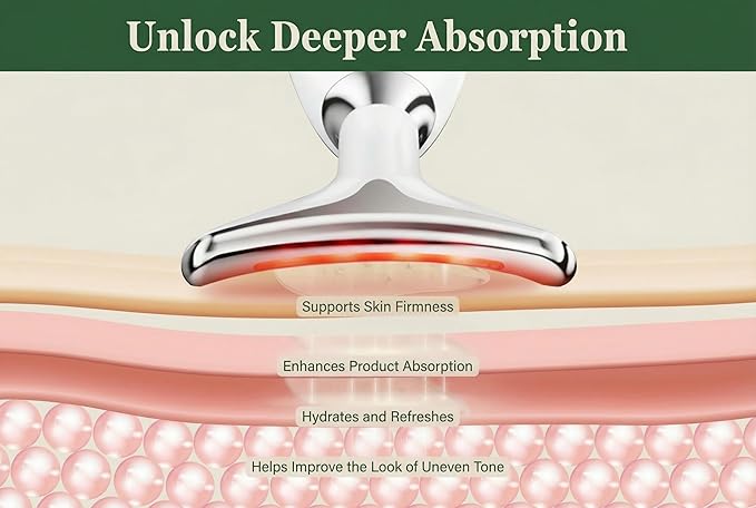 Eden & Elm - Face & Neck Sculpting Massager – 7 Color LED Beauty Tool for Firm-Looking Skin, Jawline Contouring & Daily Lift Routine – Ergonomic Curved Wireless Skincare Device