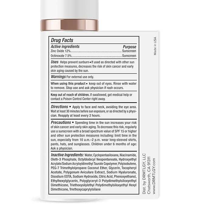 DRMTLGY SmrtSun Broad Spectrum SPF 45 Anti-Aging Sunscreen – Hybrid Zinc Oxide UV Protection with Hyaluronic Acid & Niacinamide – Lightweight, Non-Greasy, Fragrance-Free Face Sunscreen – 1.7 oz