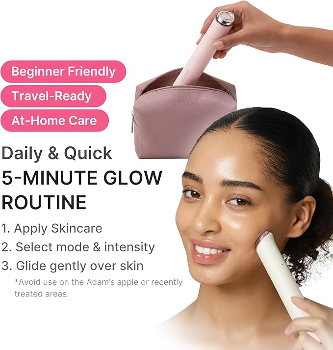 medicube Mini Booster Pro Plus | Facial Device for Radiant, Calming, and Bouncy-Looking Skin | Red, Blue, Purple 3-Mode | Portable Korean Skincare Device, At Home Care | Pink