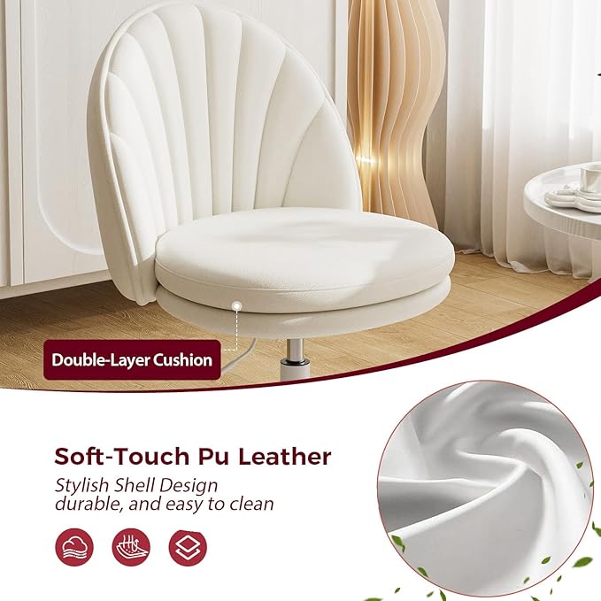 GTPLAYER Small Ergonomic Tall Office Chair, Computer Desk Chair with Wheels Versatile Height Use: Office to Bar Stools (or Standing Desk), Vanity Chair with Back PU Leather Shell Design for Gift