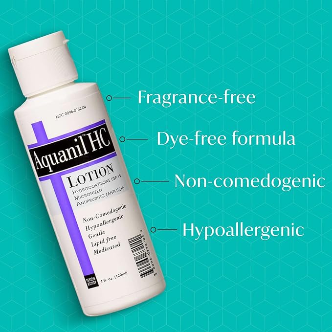 Aquanil HC Lotion, Calming Body Lotion, Anti-Itch Formula, Ideal for all Skin Types - Without Artificial Fragrance