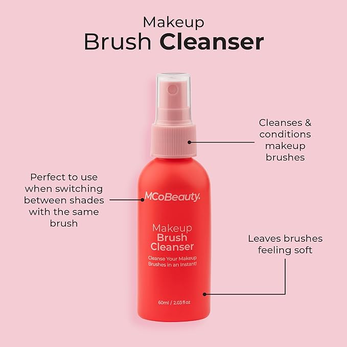 MCoBeauty - Makeup Brush Cleanser - Instant Refresher Spray for Quick Cleaning, Gentle No-Rinse Formula - Makeup Brush Cleaner, Vanity Accessories, Beauty Products