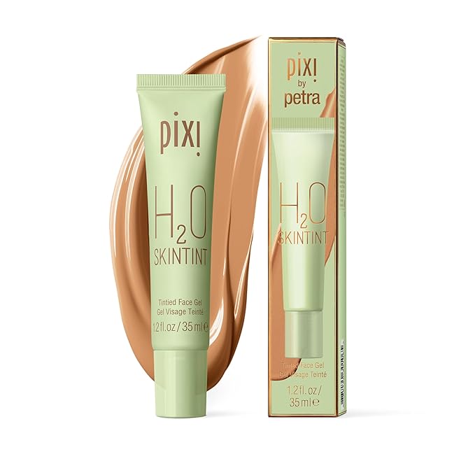 Pixi H2O SkinTint | Tinted Gel Moisturizer | Lightweight, Hydrating & Water-Resistant | Evens Tone & Reduces Redness | Nutmeg | 1.2 fl oz/35 ml