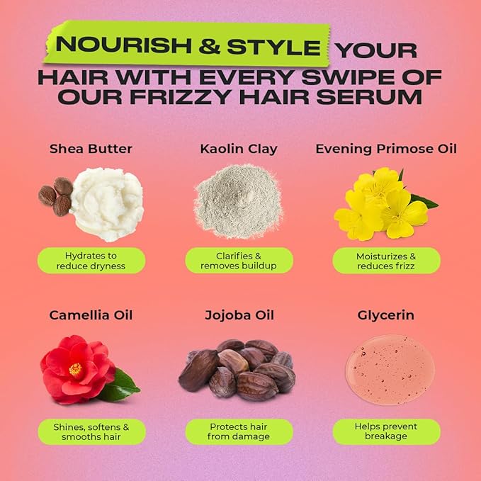INH Hair Mascara for Flyaways | Quick Slick Hair Finishing Stick for Flyaways, Frizz Control, & Slick Back Look | Non Greasy & Non Comedogenic Smoothing Serum & Frizz Tamer Wand | Peach Tart, 18ml