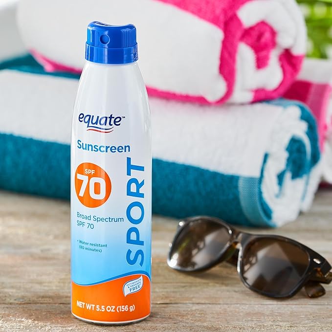 Equate Sunscreen SPF 70- Sport Broad Spectrum Spray (pack of 1), Set By Basket Goods