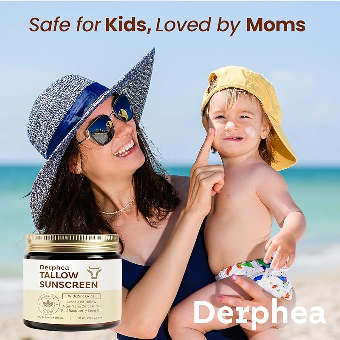 Natural Beef Tallow Sunscreen – SPF 50 Daily Sun Care for Extremely Sensitive, Acne-Prone & Kid-Safe Skin – Non-Toxic Sunblock with 22% Non-Nano Zinc Oxide, Clean Formula for Face & Body