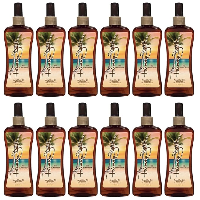 Panama Jack Amplifier Suntan Oil - Contains No Sunscreen Protection (0 SPF), Light Formula with Exotic Oils, Fruit and Nut Extracts, Tropical Fragrance, 8 FL OZ (Pack of 6)